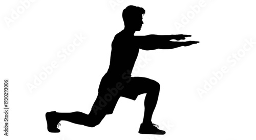 Silhouette of a person in a lunge position holding a frisbee