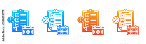 Task Scheduling icon sheet multiple style collection