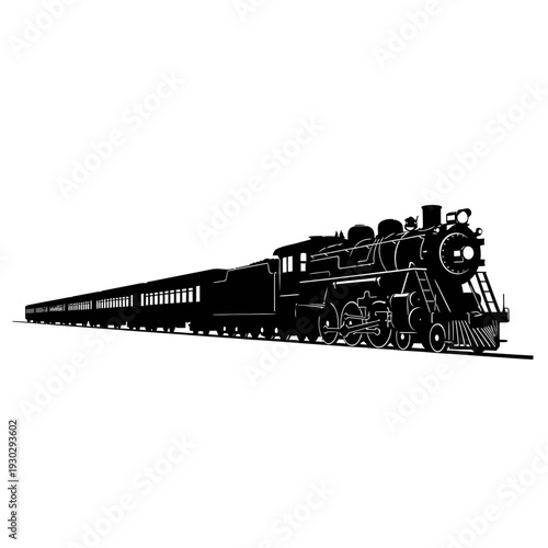 Vintage steam train illustration on transparent background