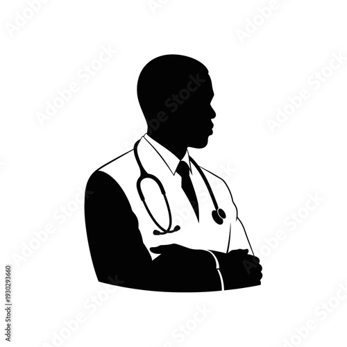 Confident doctor in white coat with stethoscope