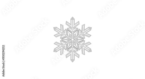 Intricate Snowflake Outline Vector Illustration - Winter Season Icon