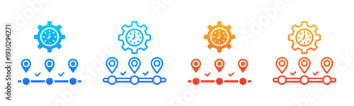 Process Timeline icon sheet multiple style collection