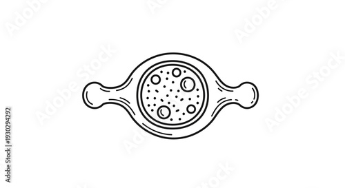 Khachapuri Icon: Georgian Cheese Bread, Traditional Food, Vector Line Art