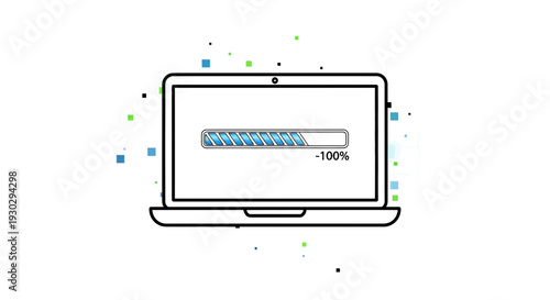 Laptop with Loading Bar and Progress Indicator - Technology Concept