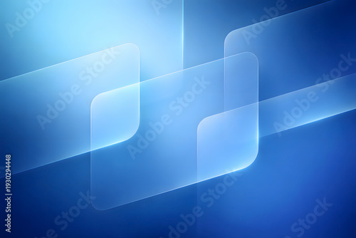 Modern Blue Glassmorphism Background with Layered Frosted Glass Panels and Smooth Gradient