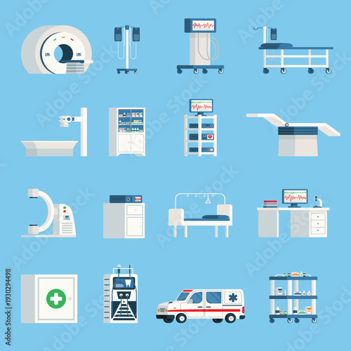 Medical Hospital Equipment Icon Collection