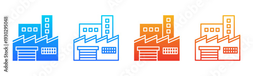 Factory Building icon sheet multiple style collection