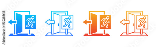 Emergency Exit icon sheet multiple style collection