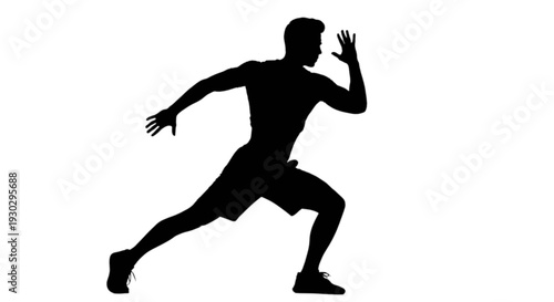 Silhouette of a runner in mid-stride against a white background