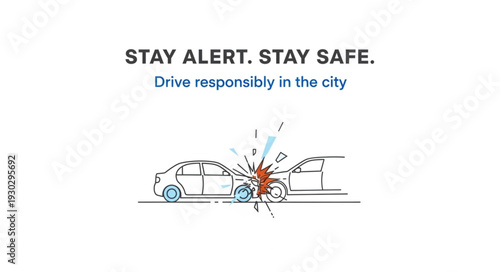 Car Crash Collision Accident Illustration.