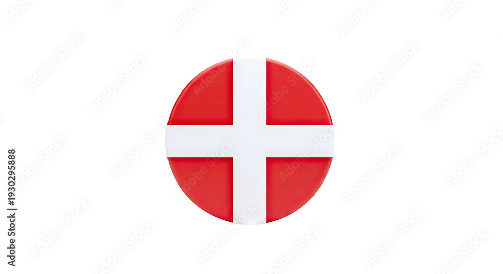 Obraz premium 3D Rendered Danish Flag Icon on White Background
