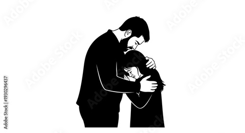 Man Hugging a Young Girl.