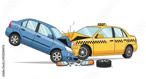 Car Crash Accident Damaged Vehicles.