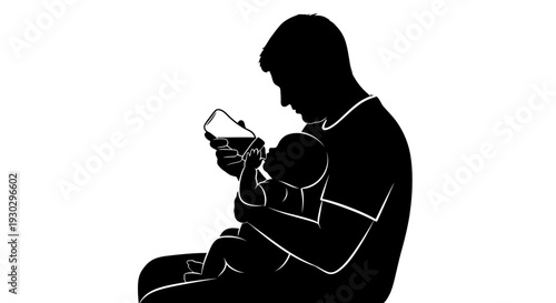 Man sitting and holding smartphone.