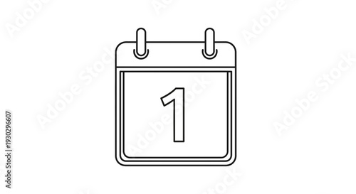 Calendar Page with Number 1 - Simple Line Icon
