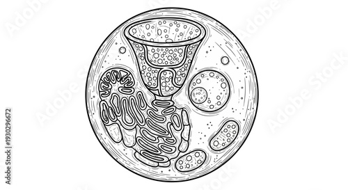 Cell Biology Diagram: Mitochondrion, Golgi Apparatus, and Vesicles in Cytoplasm