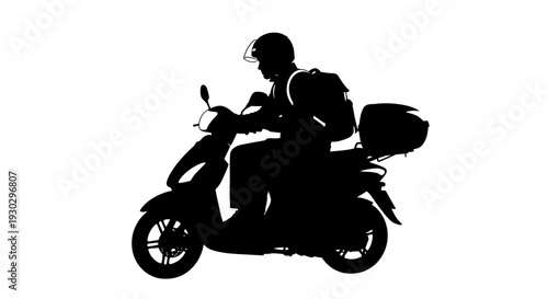 Man riding a motor scooter fast.
