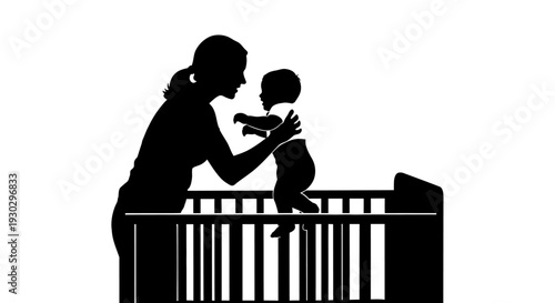 Woman playing with little baby.