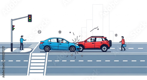 Car Crash Accident on Roadway.