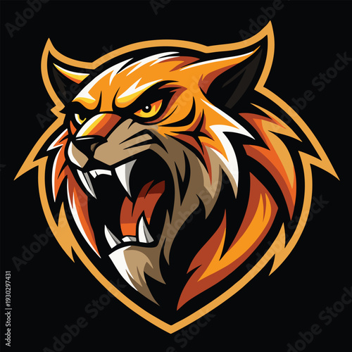logo design icon illustration mascot fierce saber tooth tiger