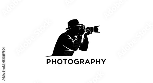 Photographer logo icon with camera and hat
