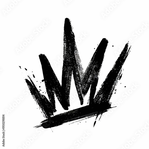 A vector crown icon on a white background with black brush strokes