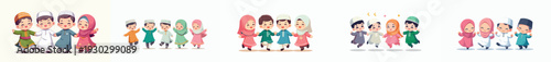 vector of little muslim friends dancing happily in ramadan