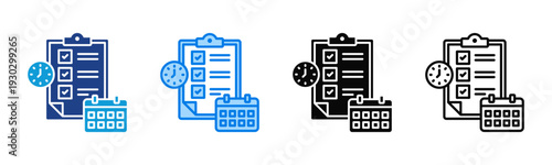 Task Scheduling icon sheet multiple style collection