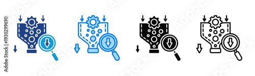 Bottleneck Analysis icon sheet multiple style collection