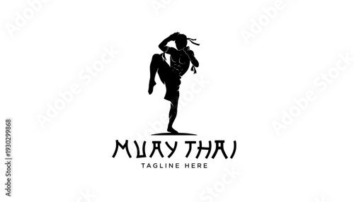 Muay Thai logo with fighter silhouette
