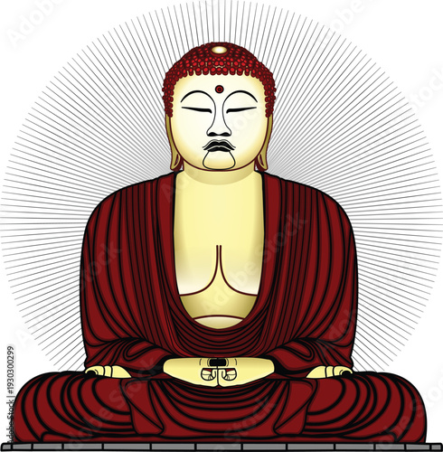 Buddha Meditating Illustration Vector