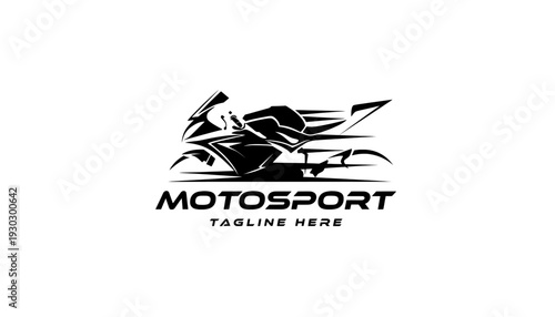 Motosport logo with fast superbike silhouette and speed lines
