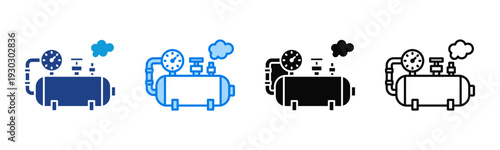 Industrial Boiler icon sheet multiple style collection