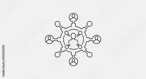 Teamwork Network Concept: Central Person Connected to Diverse Group