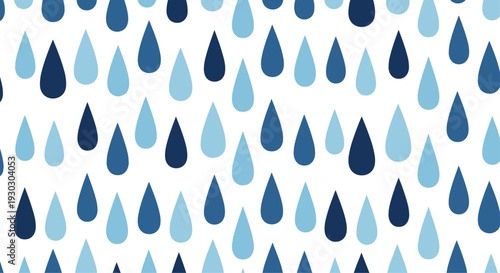 Seamless Blue Raindrop Pattern Background with Abstract Water Drops Repeating Texture for Weather Design, Fabric Print, and Wallpaper