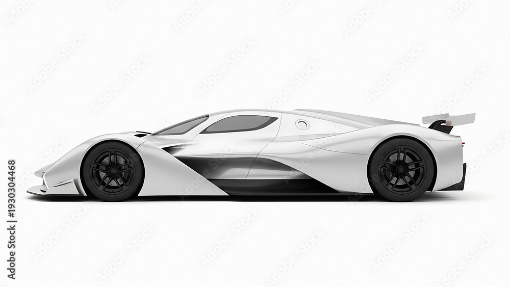 Obraz premium Sleek white sports car with black accents on a clean white background