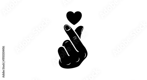 Finger Heart Gesture Silhouette – Love Hand Symbol Vector Illustration