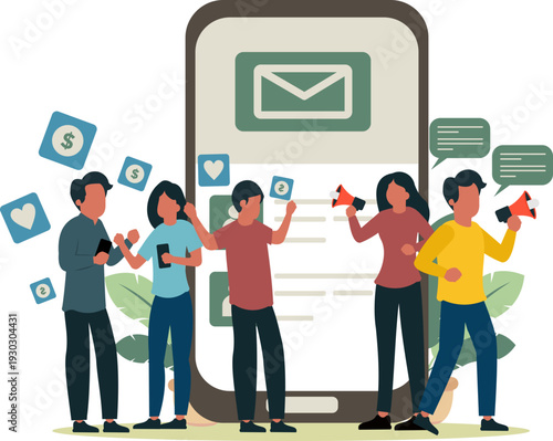 Referral And Affiliate Partnership Program With Business Referring People Using A Smartphone