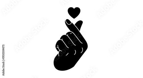 Finger Heart Gesture Silhouette – Love Hand Symbol Vector Illustration