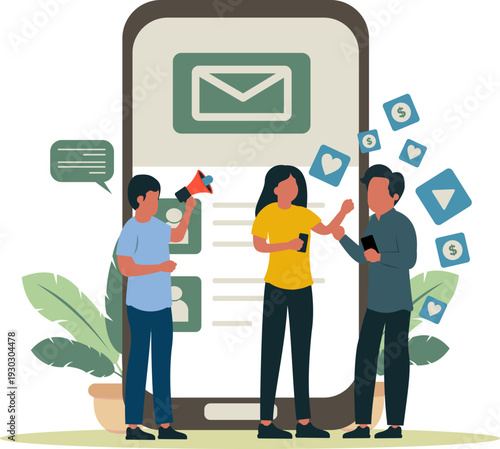 Referral And Affiliate Partnership Program With Business Referring People Using A Smartphone