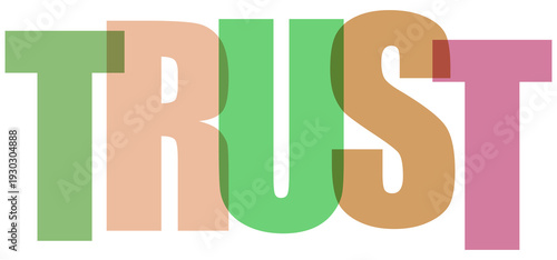 Trust colorful lettering with 3d effect and shadow on checkered background