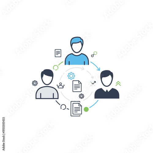 A group of people exchanging information