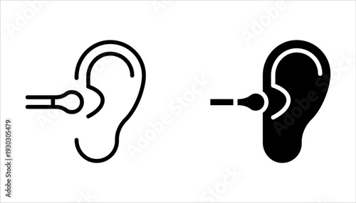 Cotton buds icon set. Black simple vector illustration on white background.