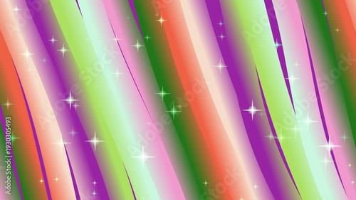 Abstract purple digital art background for presentation with vibrant stripes, glowing lights, festive atmosphere, sparkling stars, and dynamic motion
