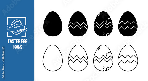 Collection of Easter egg icons in various designs and styles.