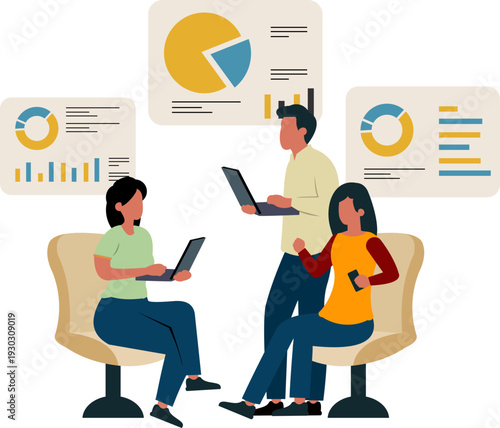 Businnes Discussion And Data Analisysis Illustration