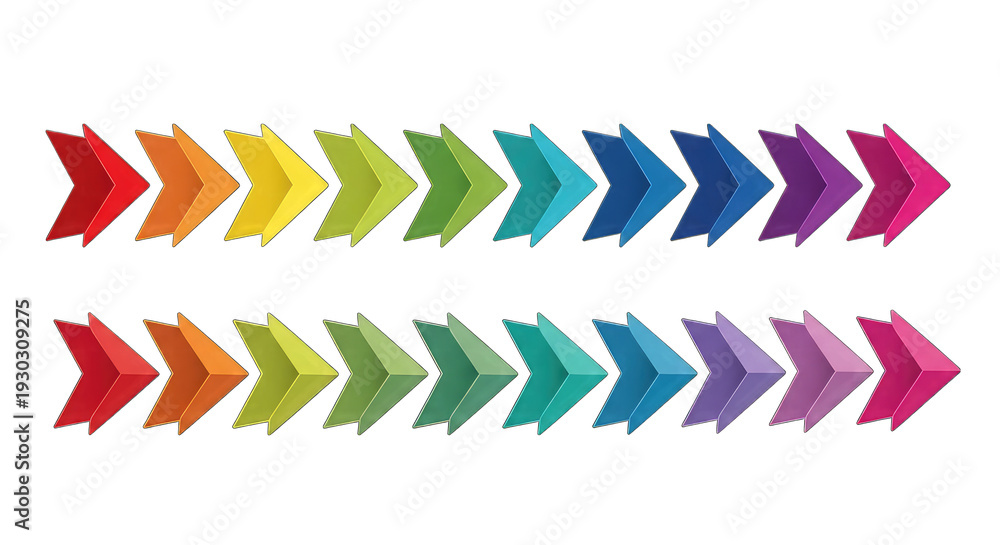 Fototapeta premium A vibrant and colorful set of arrows pointing in opposite directions
