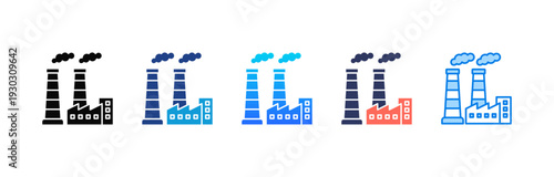 Factory Chimney icon sheet multiple style collection