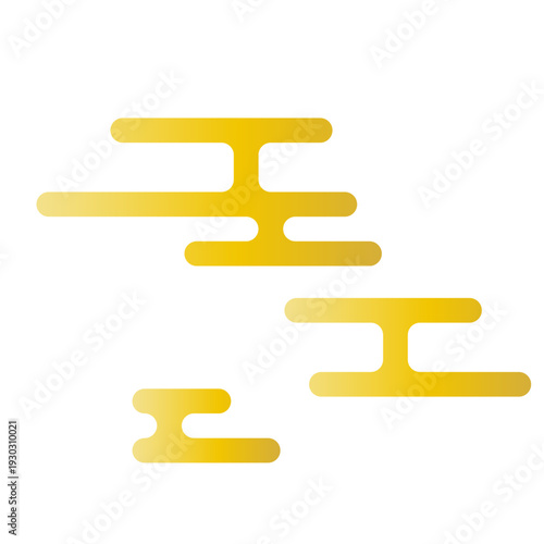 金色のグラデーションが華やかな和風の霞文様イラスト素材