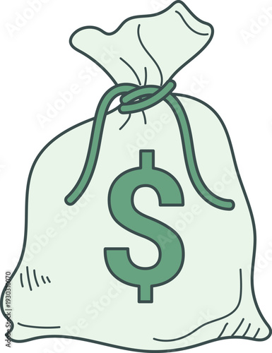 Sack of cash dollar bills